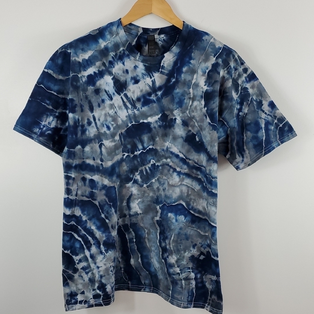Gildan Blue and Gray Tie Dye Short Sleeve Tee - XL